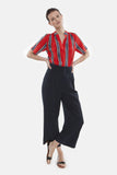 The Short Sleeve Polo Blouse | Painted Stripe