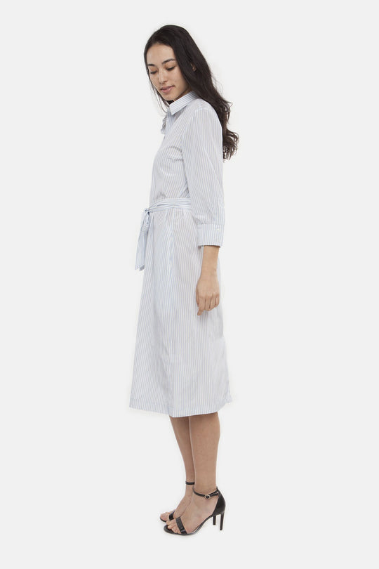 The Long Shirtdress | Lavender Stripe