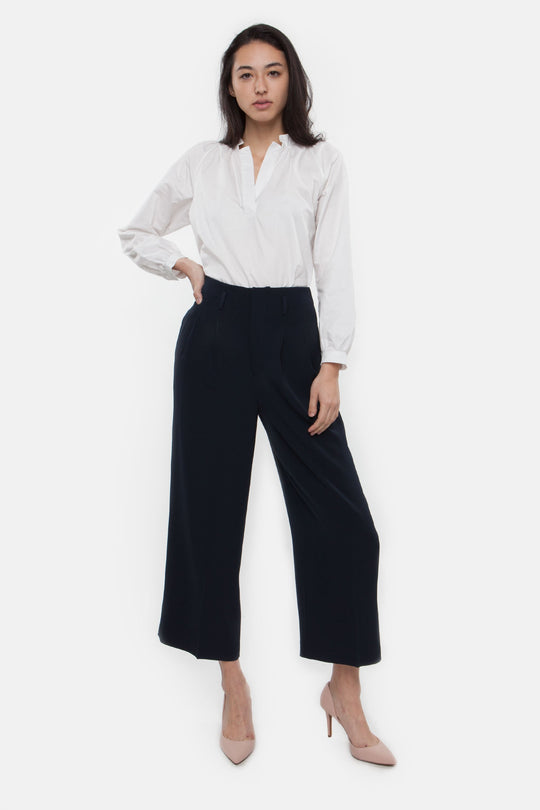 Long Sleeve Polo Blouse | White