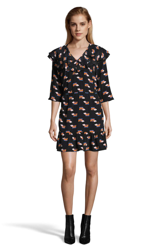 The Ruffle Mini Dress | Rainbow Stickers