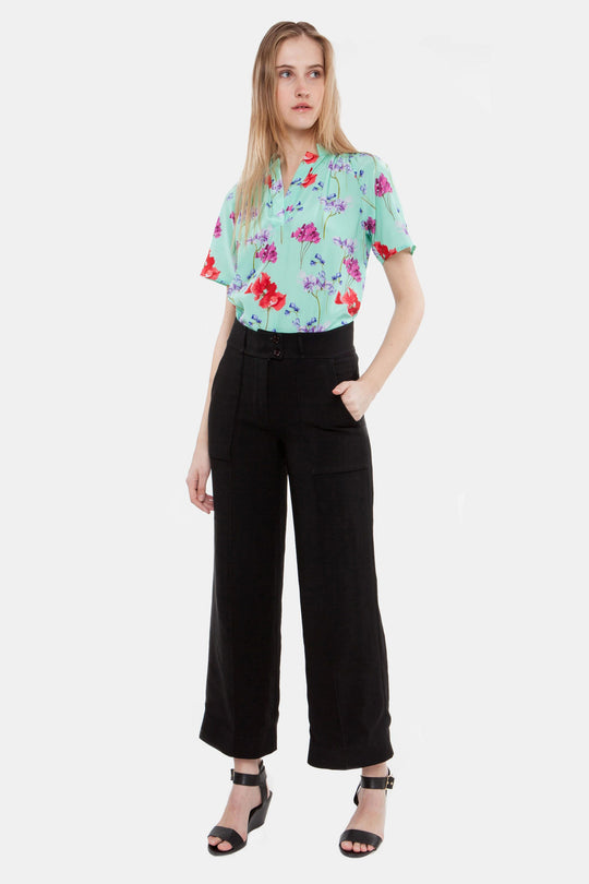 The Short Sleeve Polo Blouse | Seafoam Garden