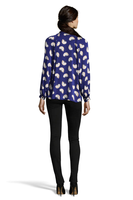 The Long Sleeve Polo Blouse | Navy Fans