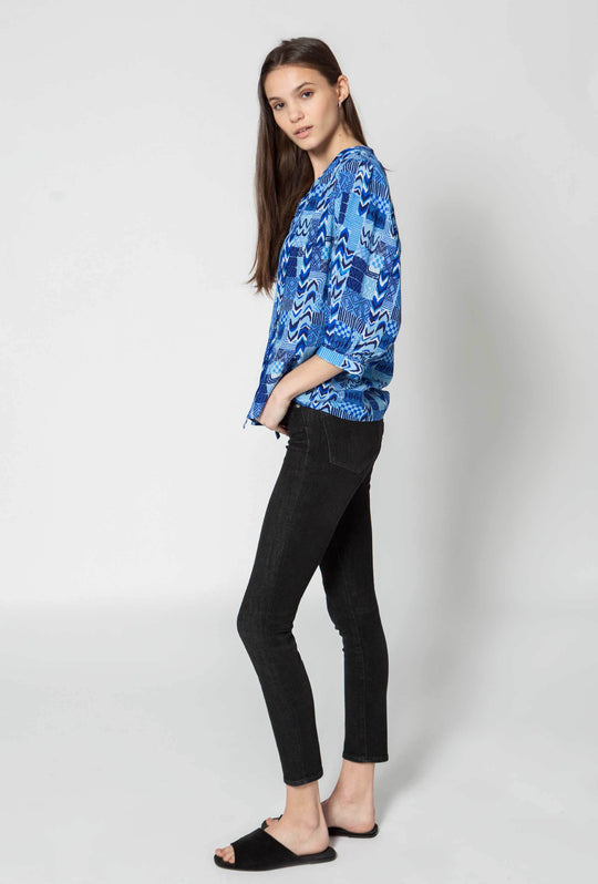 The Tassel Blouse | Aqua Wave