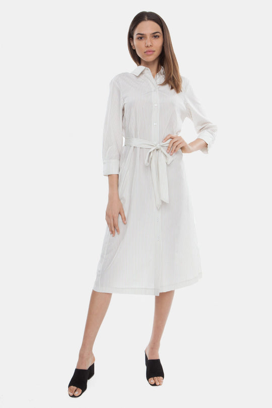 The Long Shirtdress | Sandy Stripe