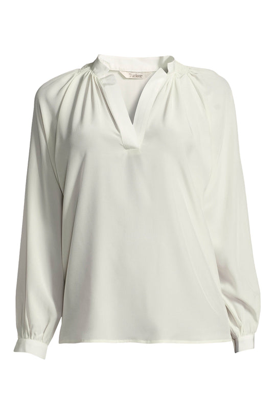 The Long Sleeve Polo Blouse | Ivory