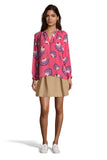 The Long Sleeve Polo Blouse | Fluttering Raspberry Fans