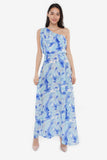 The One Shoulder Maxi Dress | Blue Aquarius