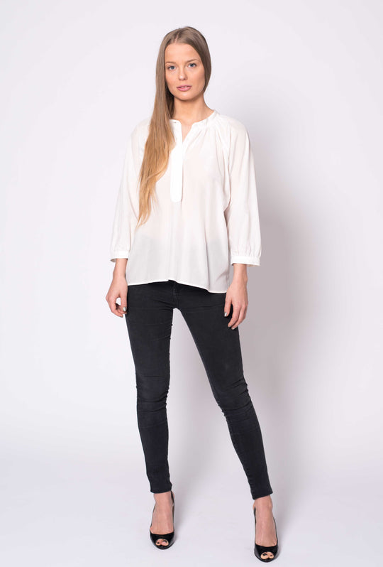 The Combo Classic Blouse | White Silk Cotton