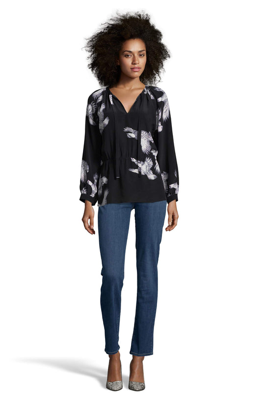 The Tie Neck Party Blouse | Mountain Climbing Birds