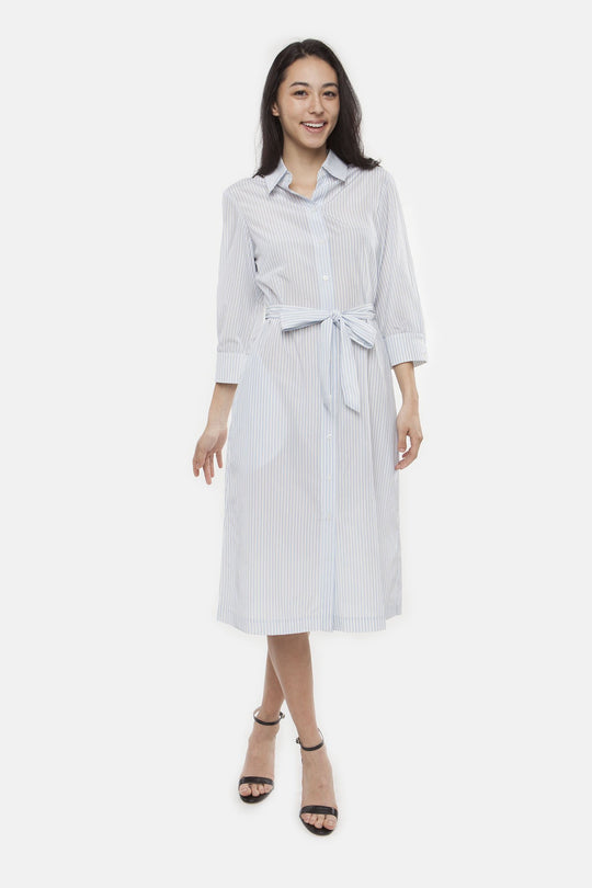 The Long Shirtdress | Lavender Stripe