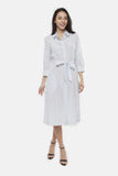 The Long Shirtdress | Lavender Stripe