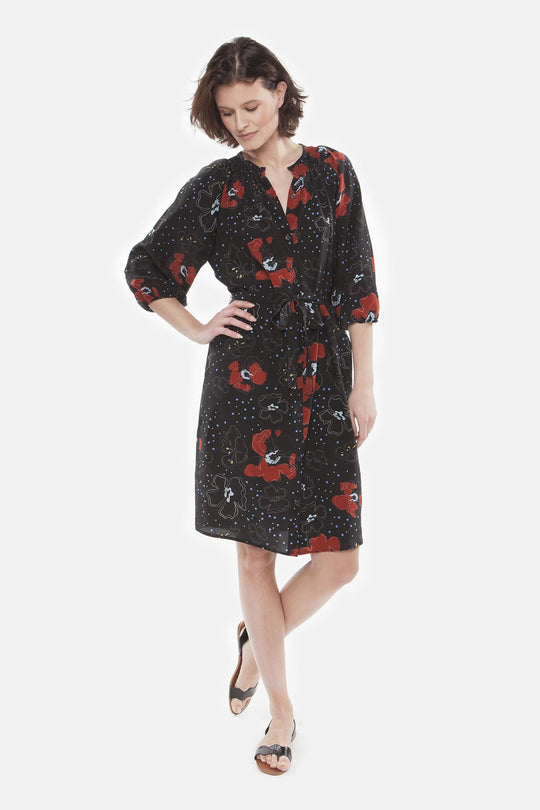 The Classic Knee Length Dress | Deep Sea Floral