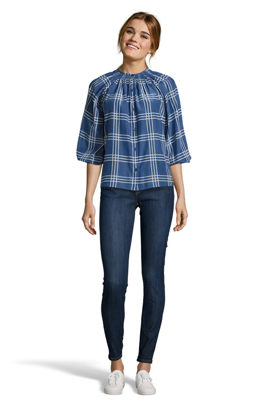 The Classic Blouse | Blue Plaid