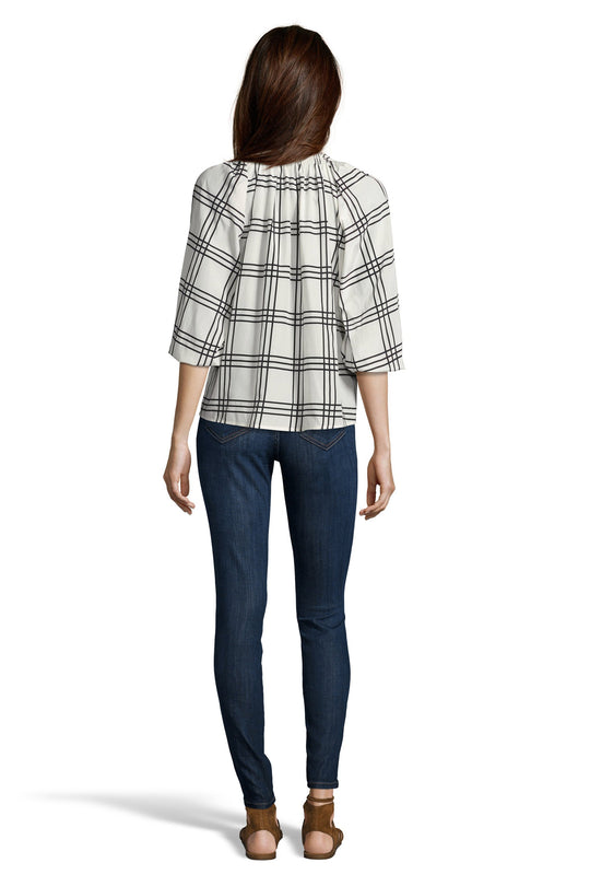 The Classic Blouse | White Plaid