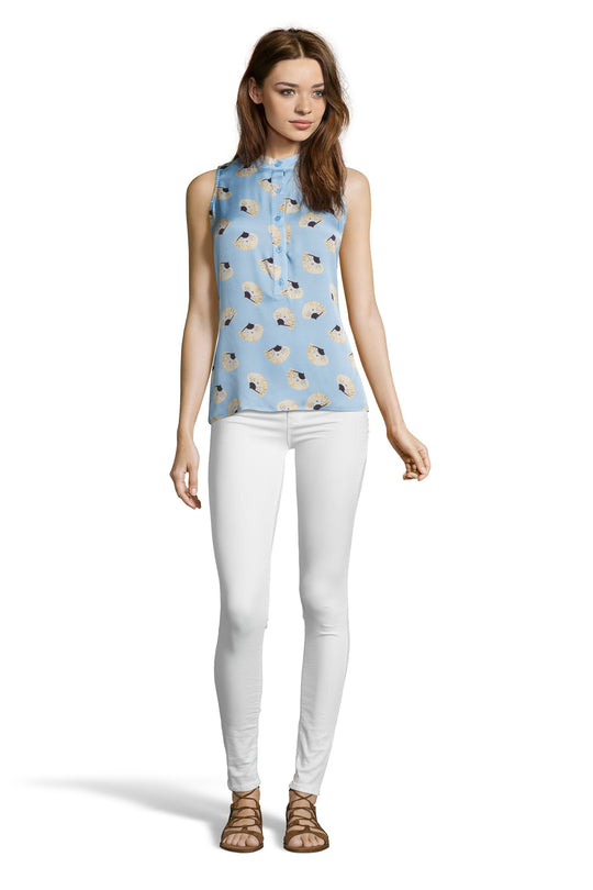 The Sleeveless Henley Top | Powder Blue Fans