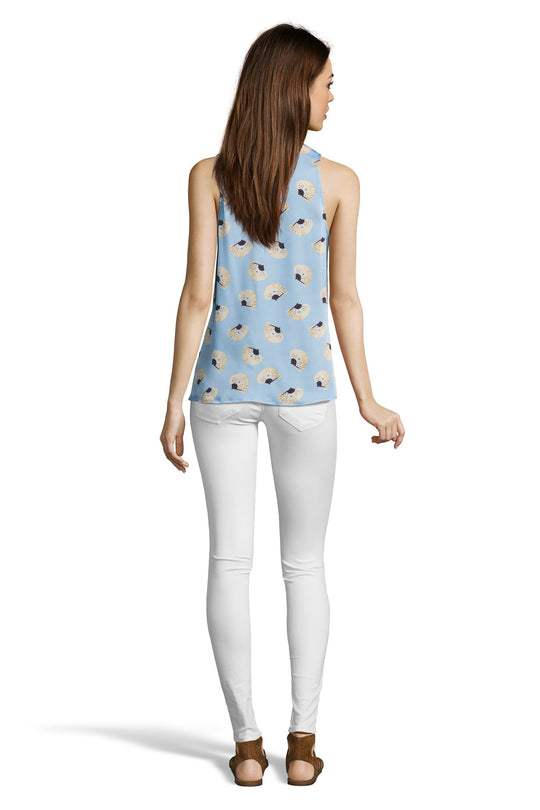 The Sleeveless Henley Top | Powder Blue Fans
