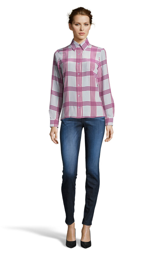 The Button Up Blouse | Grey Plaid