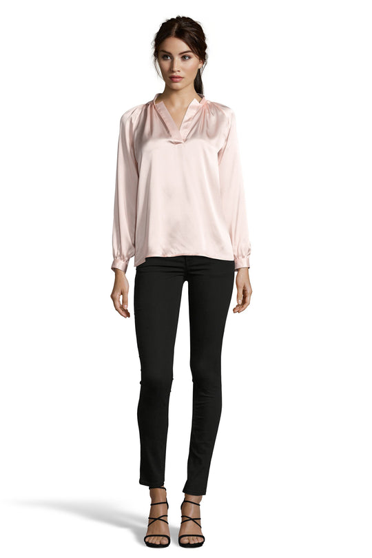 The Long Sleeve Polo Blouse | Blush