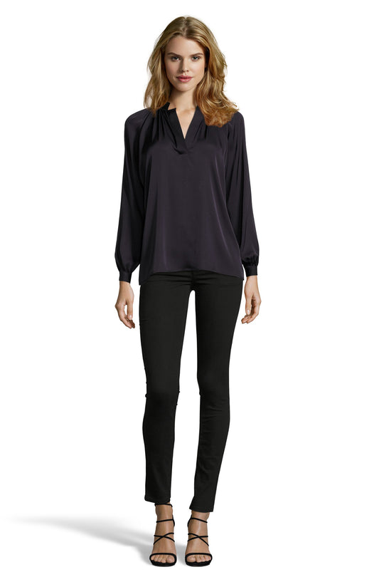 The Long Sleeve Polo Blouse -- Special Order | Black