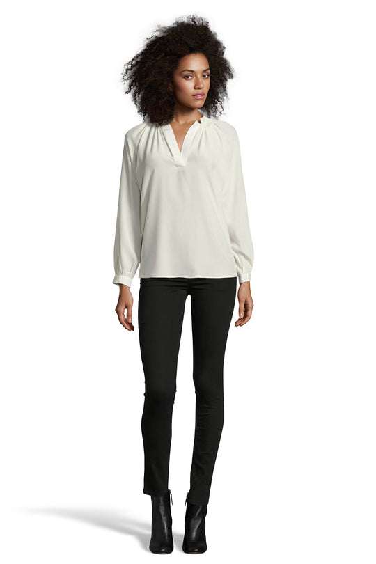 The Long Sleeve Polo Blouse | Ivory