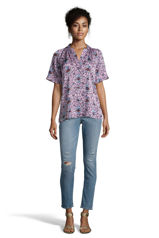 The Short Sleeve Polo Blouse | Cerulean