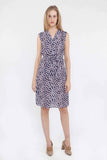 The Sleeveless Tie Waist Dress | Navy Shadow Dot