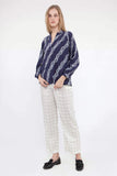 The Long Sleeve Polo Blouse | Navy Vitti