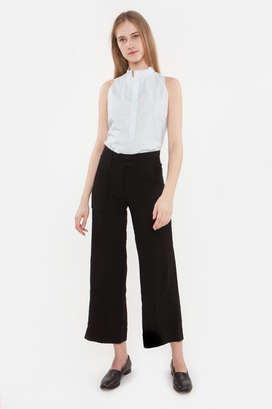 The Sleeveless Henley Top | Sailor Stripe