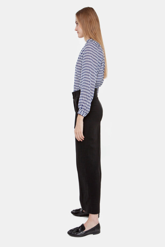 The Long Sleeve Polo Blouse | Navy Teardrop