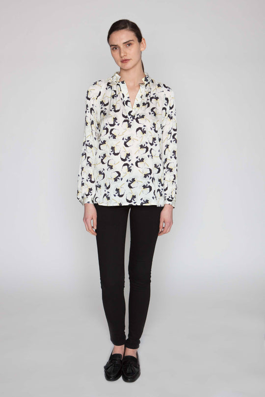 The Long Sleeve Polo Blouse | Jaunty Floral