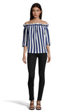 Off the Shoulder Long Top | Navy Stripe spam