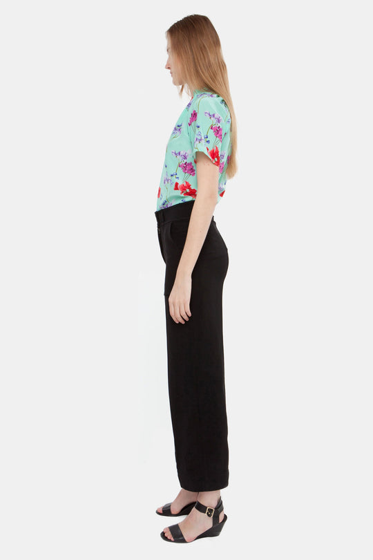 The Short Sleeve Polo Blouse | Seafoam Garden