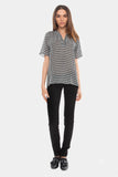 The Short Sleeve Polo Blouse | Black Teardrop