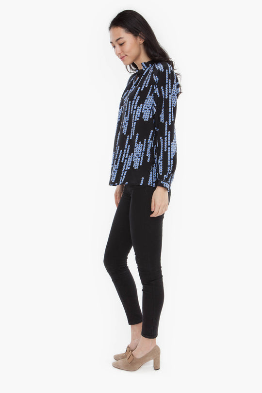 The Long Sleeve Polo Blouse | Midnight Chandelier
