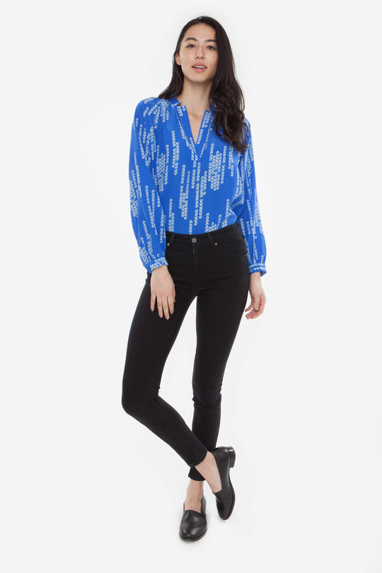 The Long Sleeve Polo Blouse | Morning Dew