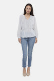 The Tie Neck Party Blouse | Lavender Stripe