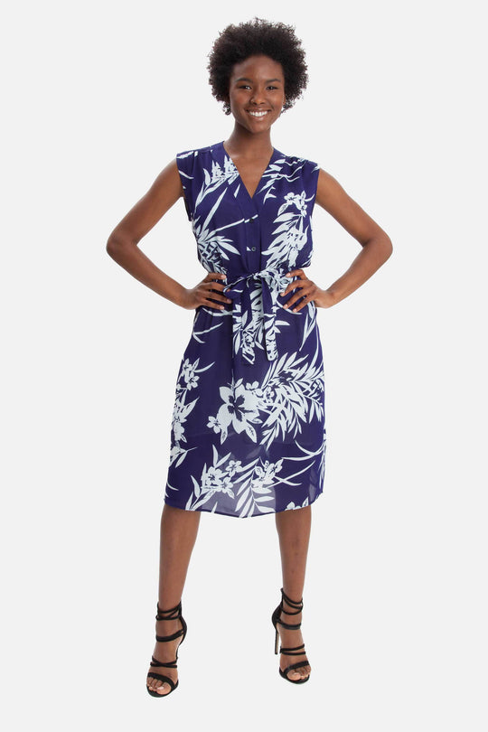 The Sleeveless Tie Waist Dress | Blue Lagoon